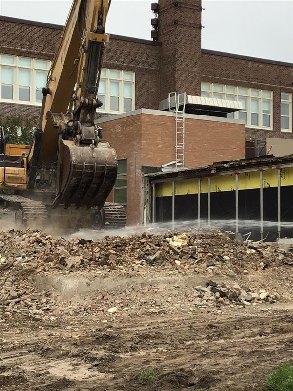 Former cafeteria being demolished to clear space for new construction